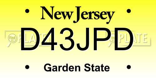 D43JPD New Jersey License Plate