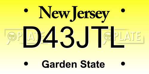 D43JTL New Jersey License Plate