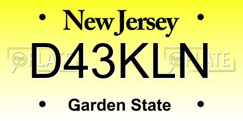 D43KLN New Jersey License Plate