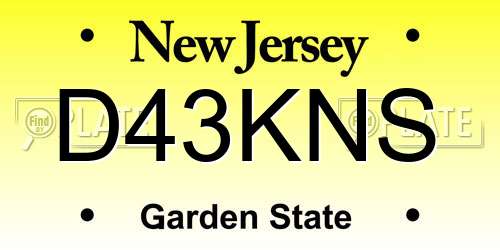 D43KNS New Jersey License Plate