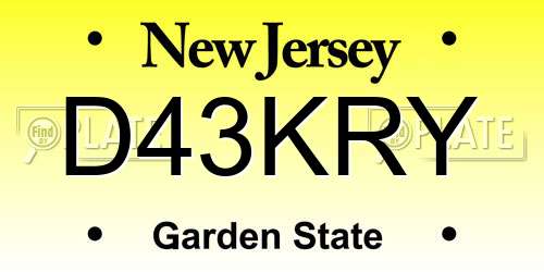D43KRY New Jersey License Plate