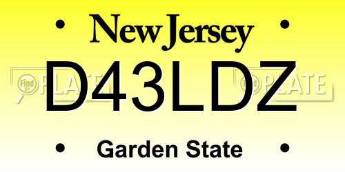 D43LDZ New Jersey License Plate