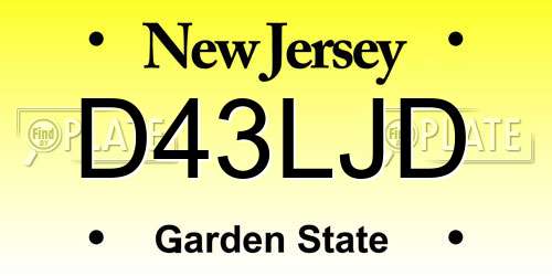 D43LJD New Jersey License Plate