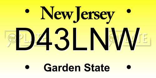 D43LNW New Jersey License Plate