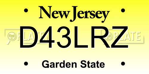 D43LRZ New Jersey License Plate