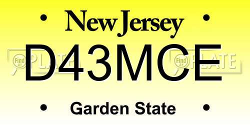 D43MCE New Jersey License Plate