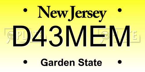 D43MEM New Jersey License Plate
