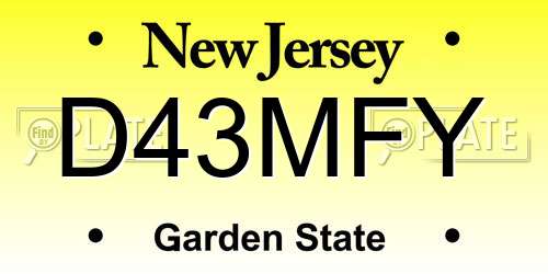 D43MFY New Jersey License Plate