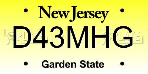 D43MHG New Jersey License Plate