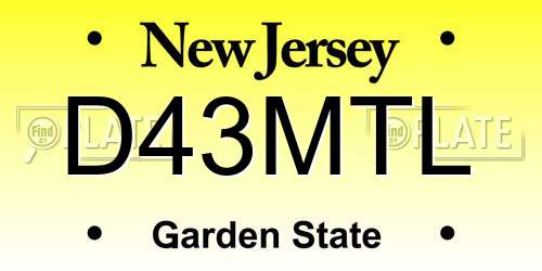D43MTL New Jersey License Plate