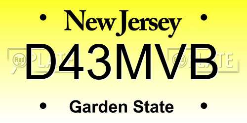 D43MVB New Jersey License Plate