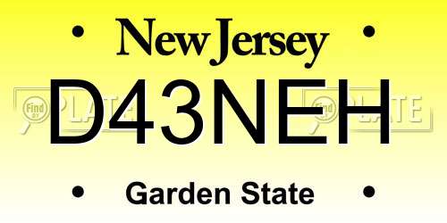 D43NEH New Jersey License Plate