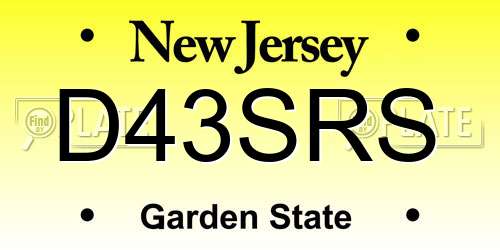 D43SRS New Jersey License Plate