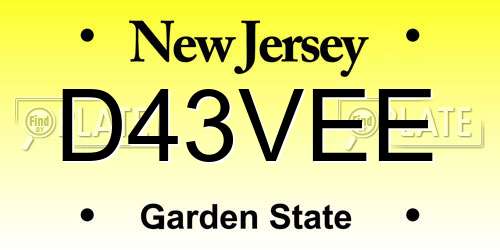D43VEE New Jersey License Plate