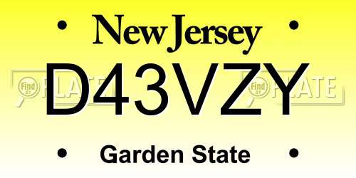 D43VZY New Jersey License Plate