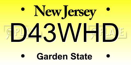 D43WHD New Jersey License Plate