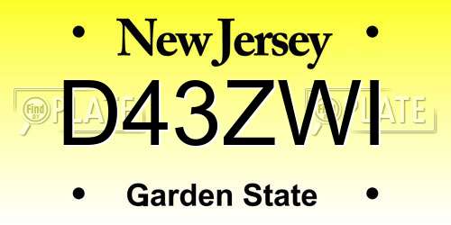 D43ZWI New Jersey License Plate