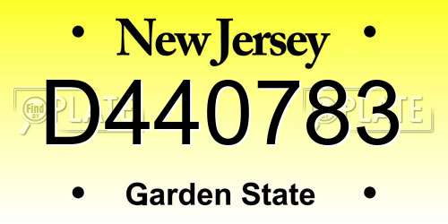 D440783 New Jersey License Plate