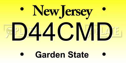 D44CMD New Jersey License Plate
