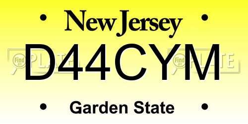 D44CYM New Jersey License Plate