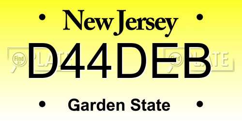 D44DEB New Jersey License Plate