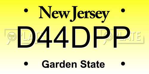 D44DPP New Jersey License Plate