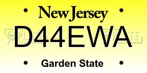 D44EWA New Jersey License Plate