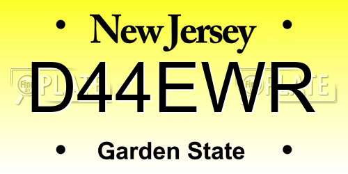 D44EWR New Jersey License Plate