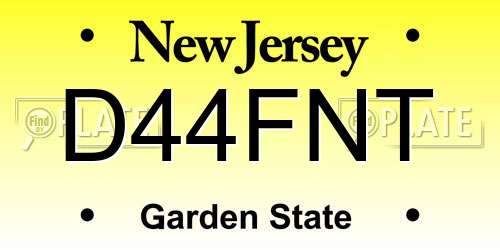 D44FNT New Jersey License Plate