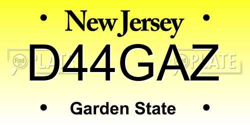 D44GAZ New Jersey License Plate
