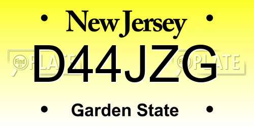 D44JZG New Jersey License Plate