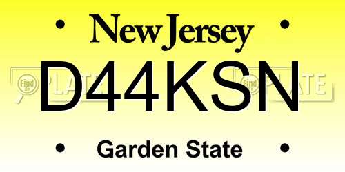 D44KSN New Jersey License Plate
