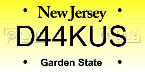 D44KUS New Jersey License Plate