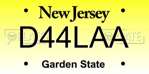 D44LAA New Jersey License Plate