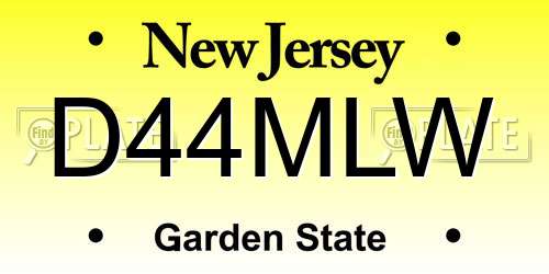 D44MLW New Jersey License Plate