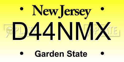 D44NMX New Jersey License Plate