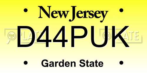 D44PUK New Jersey License Plate