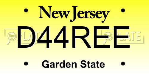 D44REE New Jersey License Plate