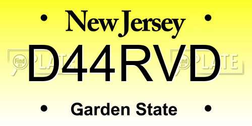 D44RVD New Jersey License Plate