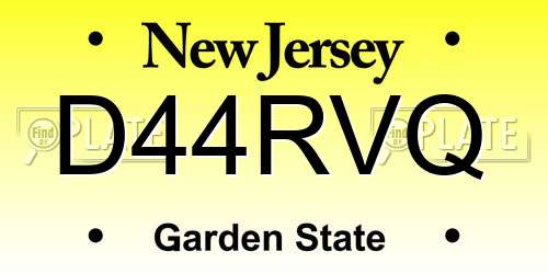 D44RVQ New Jersey License Plate