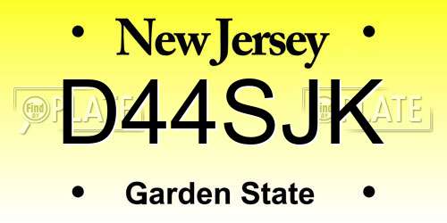 D44SJK New Jersey License Plate