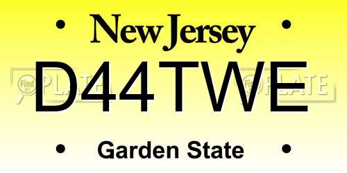 D44TWE New Jersey License Plate