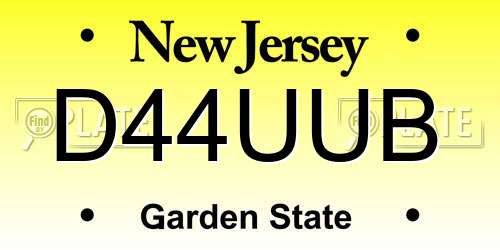 D44UUB New Jersey License Plate