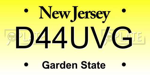 D44UVG New Jersey License Plate