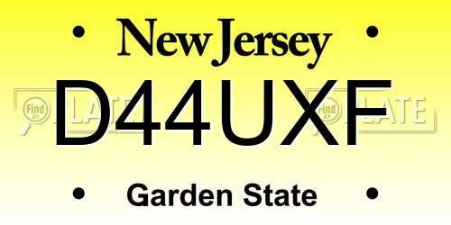 D44UXF New Jersey License Plate