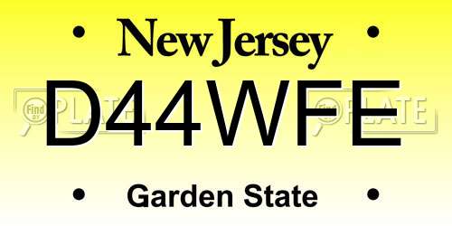 D44WFE New Jersey License Plate