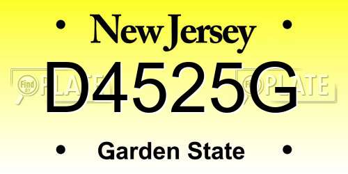 D4525G New Jersey License Plate