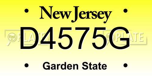 D4575G New Jersey License Plate