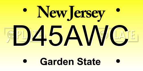 D45AWC New Jersey License Plate