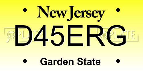 D45ERG New Jersey License Plate